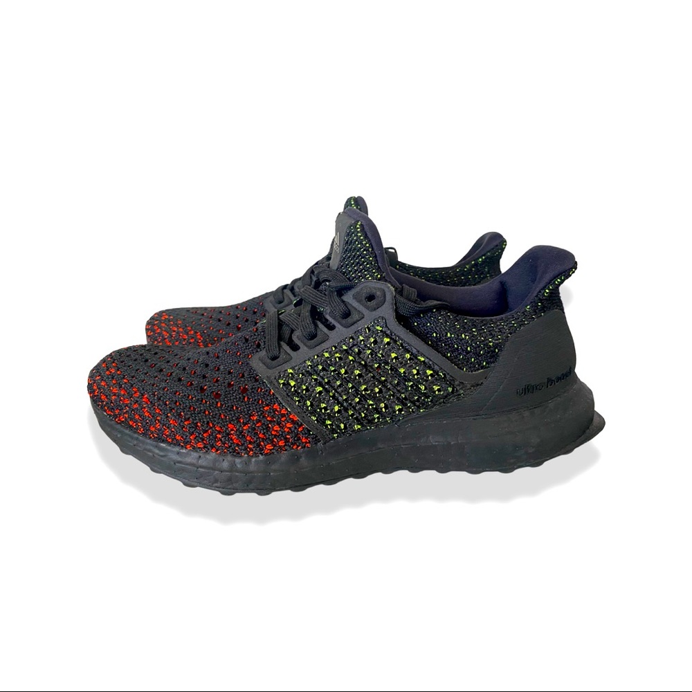 adidas Ultra Boost Clima Core Black Solar Red Green Size 4 1/2 BIG KIDS